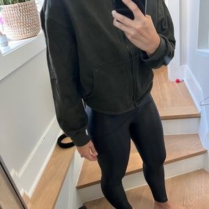 HEROINE SPORT - Olive Green Cropped Zip Up Sweatshirt